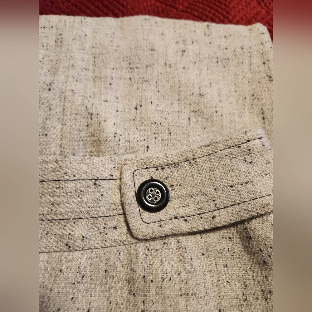 Y2k Cream Natural Tweed Wool Blend Mini skirt 6 EUC